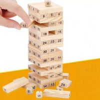 Jeu d’Équilibre en Bois – Tour de Blocs Empilables Numérotés – 54 Pièces – Jeu d’Adresse et de Réflexion pour Enfants et Adultes