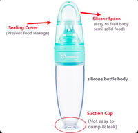 Biberon cuillere Cuillère de distribution d'aliments pour bébés en silicone