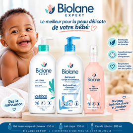 Coffret Biolane GM 750 ml lait de corp et gel , eau de toilette 200 ml– Le soin complet pour la peau délicate de bébé
