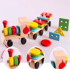 Montessori Le Train de Blocs en Bois