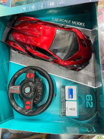 Voiture Télécommandée Sportive 1:12 – Modèle Rechargeable avec Volant de Contrôle