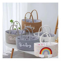 Panier de Rangement pour Bébé avec Poignées – Panier Organisateur Chambre Bébé – Coton Tressé – Plusieurs Couleurs