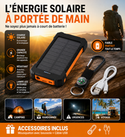 Chargeur solaire - Power Bank avec lampe torche LED intégrée pour tous les téléphones portables et appareils électroniques