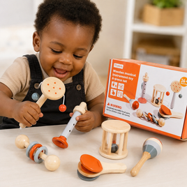 🎵 Coffret éveil avec sons en Bois Montessori – 6 Pièces
