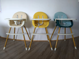Chaise haute design scandinave évolutive 2 positions pied métal couleur bois solide