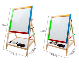 &nbsp;Tableau Double-Face en Bois pour Enfants – Hauteur Réglable