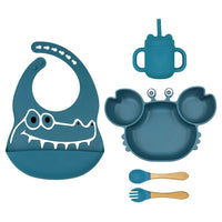 Set Repas en silicone Pour Enfant - 6pieces , 5 Couleurs au Choix