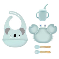 Set Repas en silicone Pour Enfant - 6pieces , 5 Couleurs au Choix