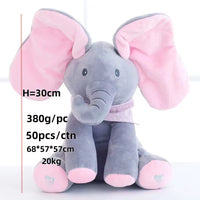 Peluche Éléphant Musicale – Jouet Interactif Doux pour Bébé. Oreilles qui bougent