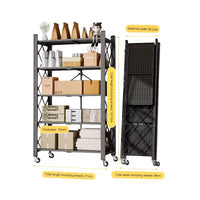 Étagère rangement 5 niveaux avec roues  pliable  en acier resistant