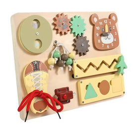 🧸 Busy Board Montessori en Bois – Tableau d’Activités Sensoriel pour Enfant