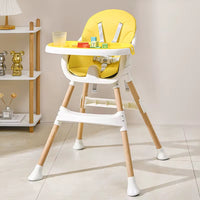 Chaise Haute Bébé  métal couleur bois robuste 2-en-1 Évolutive – Confort, Sécurité et Praticité