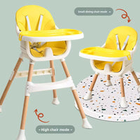 Chaise Haute Bébé  métal couleur bois robuste 2-en-1 Évolutive – Confort, Sécurité et Praticité