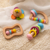 Hochet en bois Montessori pour bébé 4 pieces