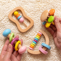 Hochet en bois Montessori pour bébé 4 pieces