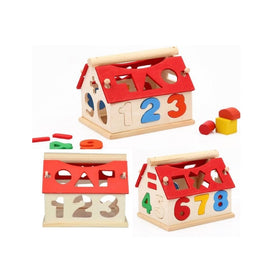 Maison en bois éducative – Jeu d’encastrement formes et chiffre