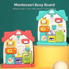 Montessori busy board 1  face avec sons et lumiere, jouet de tableau d'activités 10 en 1 pour tout-petits de 1 à 3 ans, (Copie)