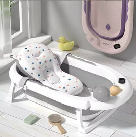 🛁 Baignoire pliable pour bébé avec coussin ergonomique – Confort  avec thermomètre ; sécurité dès la naissance