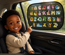 Lot de 2 Pare-soleil Voiture Enfants – Alphabet Coloré