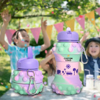 Gourde Pliable en Silicone – Colorée et Ludique – Avec Mousqueton 550 Ml