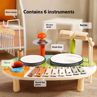🥁 Wind Bell Drum – L’Ensemble Musical Montessori 4-en-1 qui Éveille le Talent de Bébé