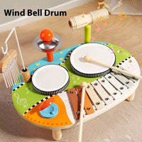 🥁 Wind Bell Drum – L’Ensemble Musical Montessori 4-en-1 qui Éveille le Talent de Bébé