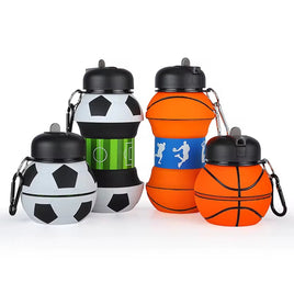 Gourde Pliable en Silicone – basket ou foot Colorée et Ludique – Avec Mousqueton 550 Ml (Copie)