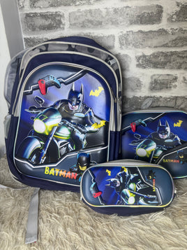 Ensemble Scolaire 3 Pièces – Batman | Sac à dos, Trousse et Sac Repas CI à CM2 (