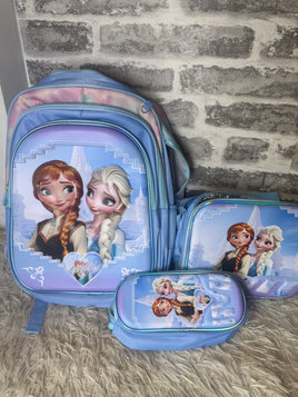 Ensemble Scolaire 3 Pièces – Reine des Neiges (Frozen) | Sac à dos, Trousse et Sac Repas CI à CM2