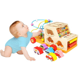 🚗 Camion d'Activités en Bois Multifonction – Le Jouet Éducatif Idéal pour Stimuler Bébé
