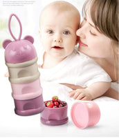 *Boîte Doseuse de Lait en Poudre Bébé – 4 Compartiments Empilables | Design Ours