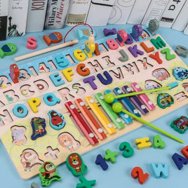 Jouet Puzzle Montessori en Bois chiffre lettres , balafon