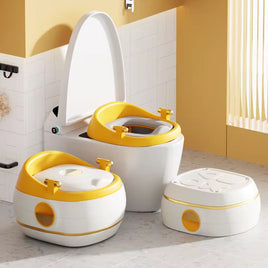 Pot d'Apprentissage 3-en-1 pour Enfants - Couleur Jaune et Blanc Luxe