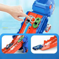 Camion Dinosaure avec Piste de Course Double – Coffret 16 Voitures Inclus