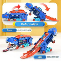 Camion Dinosaure avec Piste de Course Double – Coffret 16 Voitures Inclus