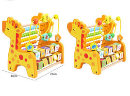 Jouet éducatif multi-activités en bois (Forme girafe)
