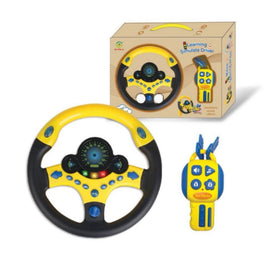 Simulateur de conduite interactif avec volant de couleurs jaune et rose , sons et lumières (Copie)