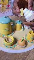 Service à Thé en Bois pour Enfants – Set de Dînette Montessori 15 Pièces