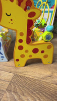 Jouet Éducatif en Bois Multiactivités – Forme Girafe – Abacus, Perles, Chiffres et Formes – Dès 18 Mois
