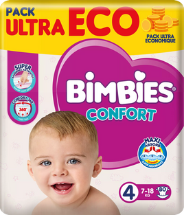 Bimbies Confort PACK Ultra Eco Midi 80pcs , TAILLE 4 (7-18KG)